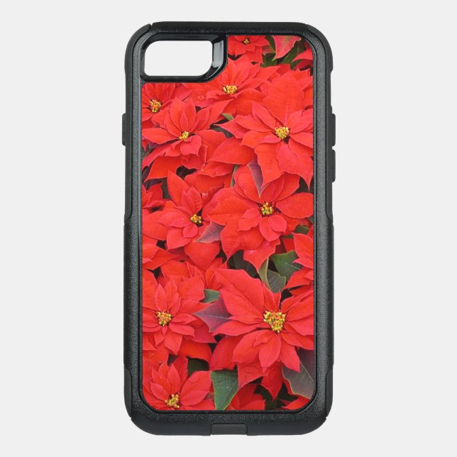 Red Poinsettias I Christmas Holiday Floral Photo Otterbox iPhone Case (Back)