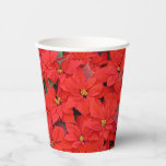 Red Poinsettias I Christmas Holiday Floral Photo Paper Cups
