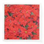 Red Poinsettias I Christmas Holiday Floral Photo Paper Dinner Napkins