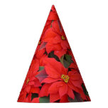 Red Poinsettias I Christmas Holiday Floral Photo Party Hat