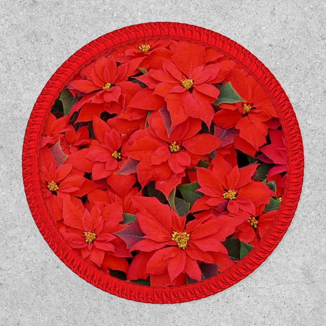 Red Poinsettias I Christmas Holiday Floral Photo Patch (Front)