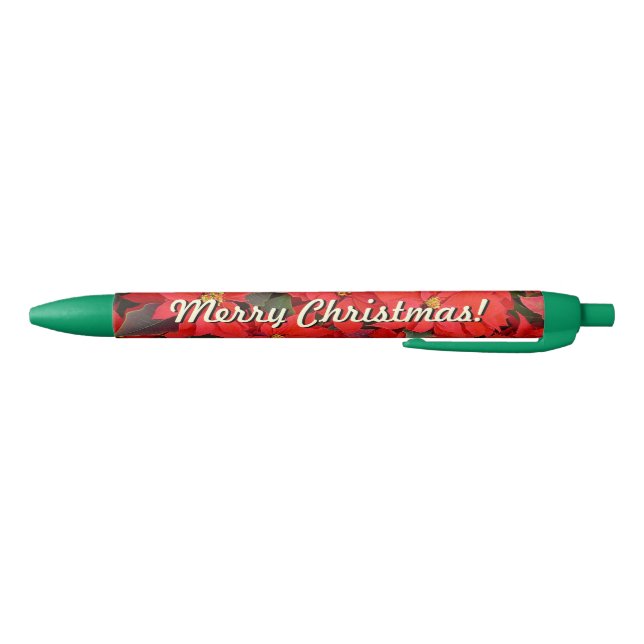 Red Poinsettias I Christmas Holiday Floral Photo Pen (Bottom)