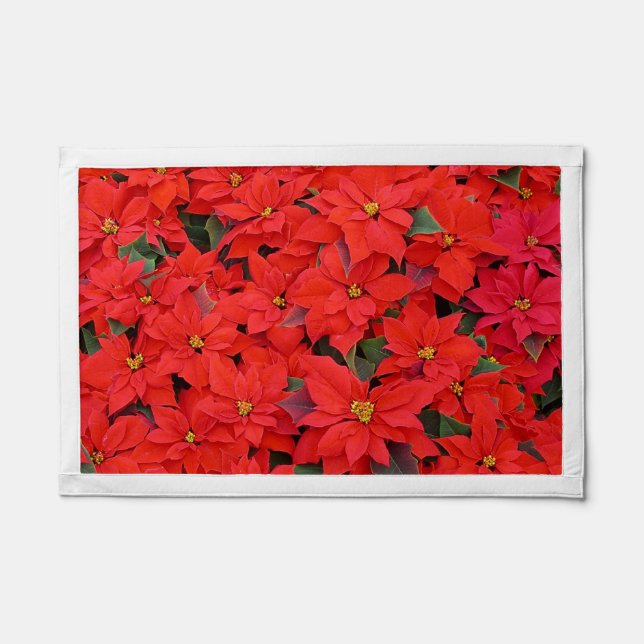 Red Poinsettias I Christmas Holiday Floral Photo Pennant (Front)