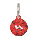 Red Poinsettias I Christmas Holiday Floral Photo Pet ID Tag