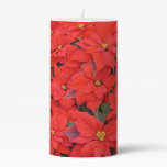 Red Poinsettias I Christmas Holiday Floral Photo Pillar Candle