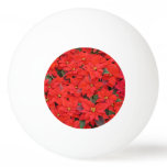 Red Poinsettias I Christmas Holiday Floral Photo Ping Pong Ball