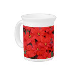 Red Poinsettias I Christmas Holiday Floral Photo Pitcher