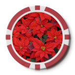 Red Poinsettias I Christmas Holiday Floral Photo Poker Chips