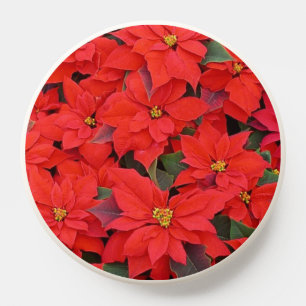 Red Poinsettias I Christmas Holiday Floral Photo PopSocket