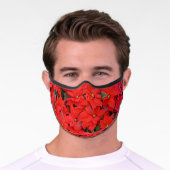Red Poinsettias I Christmas Holiday Floral Photo Premium Face Mask (Worn)