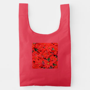 Red Poinsettias I Christmas Holiday Floral Photo Reusable Bag