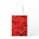 Red Poinsettias I Christmas Holiday Floral Photo Reusable Grocery Bag