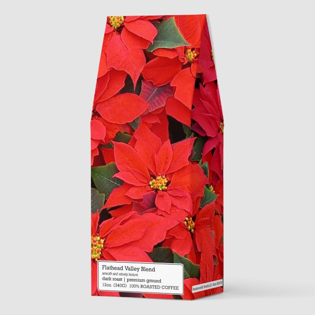 Red Poinsettias I Christmas Holiday Floral Photo Roasted Coffee (Front)