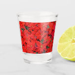 Red Poinsettias I Christmas Holiday Floral Photo Shot Glass