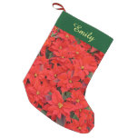 Red Poinsettias I Christmas Holiday Floral Photo Small Christmas Stocking