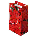 Red Poinsettias I Christmas Holiday Floral Photo Small Gift Bag
