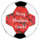 Red Poinsettias I Christmas Holiday Floral Photo Soccer Ball