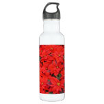 Red Poinsettias I Christmas Holiday Floral Photo Stainless Steel Water Bottle