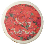Red Poinsettias I Christmas Holiday Floral Photo Sugar Cookie