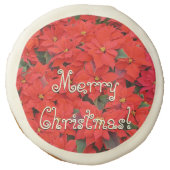 Red Poinsettias I Christmas Holiday Floral Photo Sugar Cookie (Front)