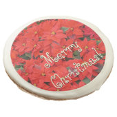 Red Poinsettias I Christmas Holiday Floral Photo Sugar Cookie (Angled)