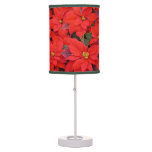 Red Poinsettias I Christmas Holiday Floral Photo Table Lamp