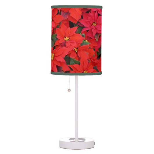 Red Poinsettias I Christmas Holiday Floral Photo Table Lamp (Right)