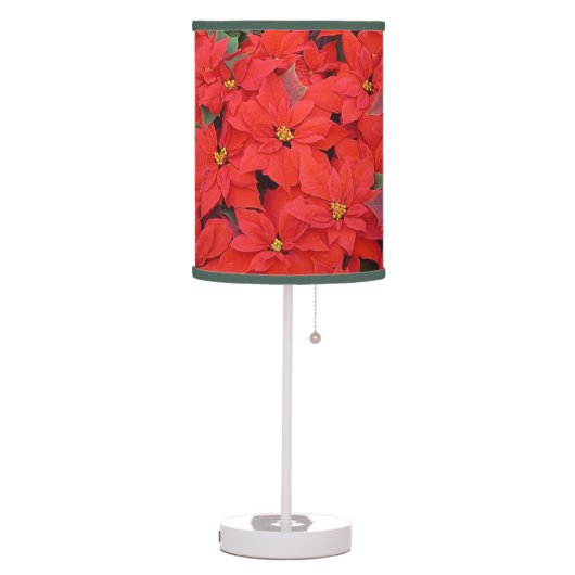 Red Poinsettias I Christmas Holiday Floral Photo Table Lamp (Left)