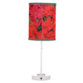 Red Poinsettias I Christmas Holiday Floral Photo Table Lamp (Back)