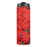 Red Poinsettias I Christmas Holiday Floral Photo Thermal Tumbler