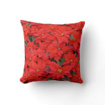 Red Poinsettias I Christmas Holiday Floral Photo Throw Pillow