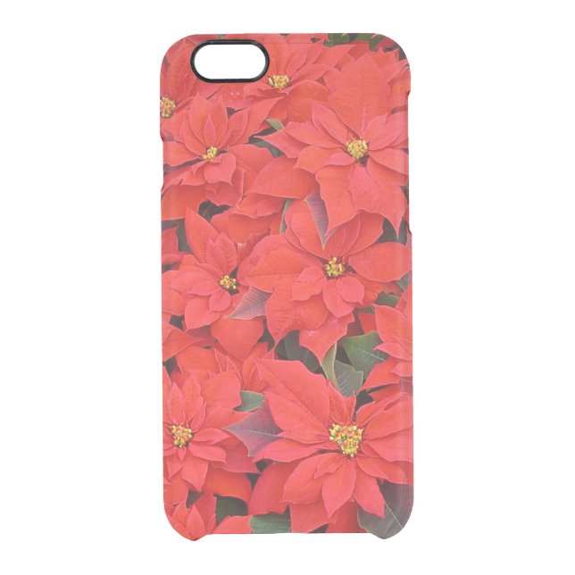 Red Poinsettias I Christmas Holiday Floral Photo Uncommon iPhone Case (Back)
