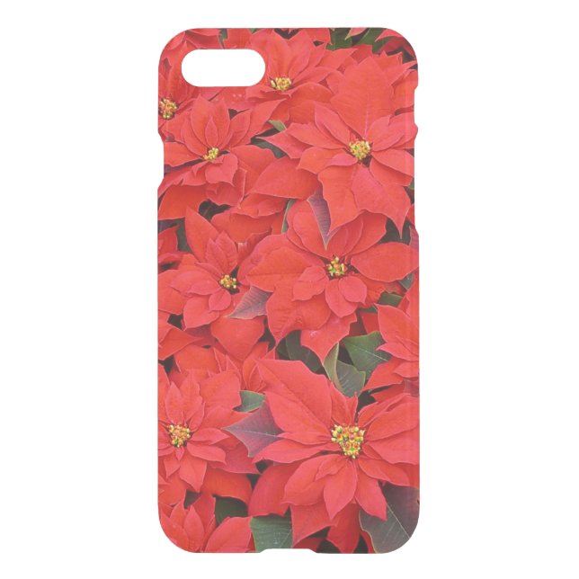 Red Poinsettias I Christmas Holiday Floral Photo Uncommon iPhone Case (Back)