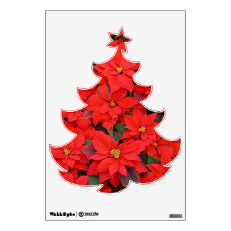 Red Poinsettias I Christmas Holiday Floral Photo Wall Sticker
