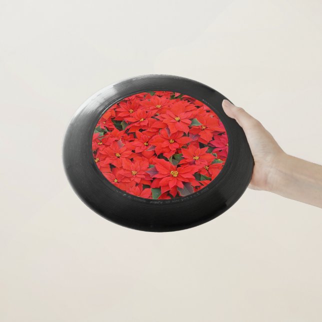 Red Poinsettias I Christmas Holiday Floral Photo Wham-O Frisbee (In Hand)