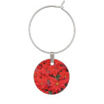 Red Poinsettias I Christmas Holiday Floral Photo Wine Glass Charm