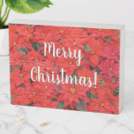 Red Poinsettias I Christmas Holiday Floral Photo Wooden Box Sign