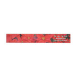 Red Poinsettias I Christmas Holiday Floral Photo Wrap Around Label