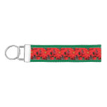 Red Poinsettias I Christmas Holiday Floral Photo Wrist Keychain