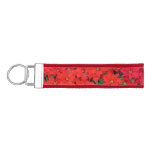 Red Poinsettias I Christmas Holiday Floral Photo Wrist Keychain