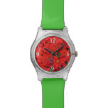Red Poinsettias I Christmas Holiday Floral Photo Wrist Watch