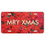 Red Poinsettias I "MRY XMAS" Christmas Holiday License Plate
