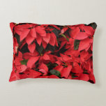 Red Poinsettias II Christmas Holiday Floral Accent Pillow