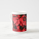 Red Poinsettias II Christmas Holiday Floral Bone China Mug