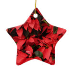 Red Poinsettias II Christmas Holiday Floral Ceramic Ornament