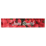 Red Poinsettias II Christmas Holiday Floral Desk Name Plate