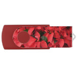 Red Poinsettias II Christmas Holiday Floral Flash Drive