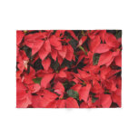 Red Poinsettias II Christmas Holiday Floral Fleece Blanket