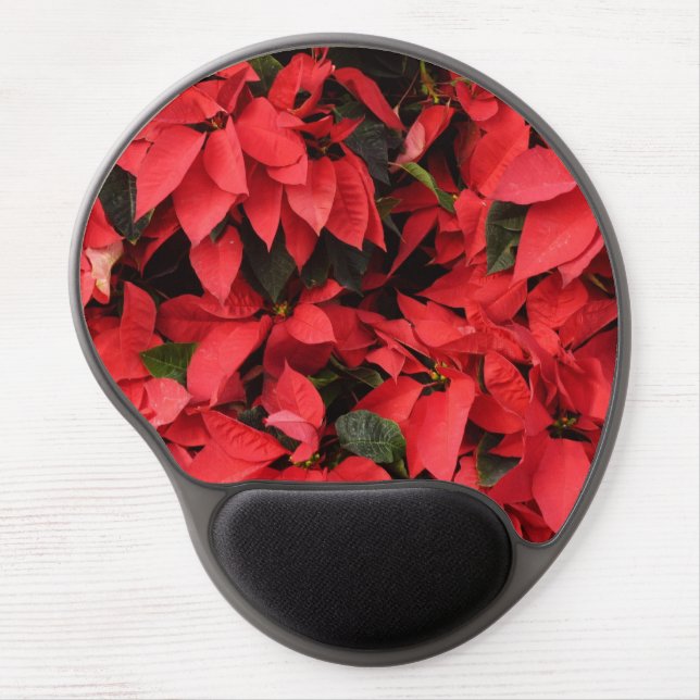 Red Poinsettias II Christmas Holiday Floral Gel Mouse Pad (Front)