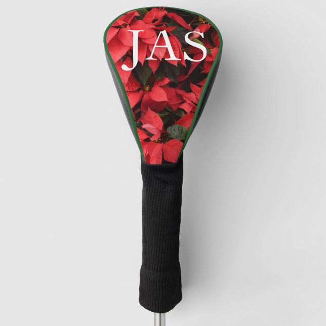 Red Poinsettias II Christmas Holiday Floral Golf Head Cover (Front)